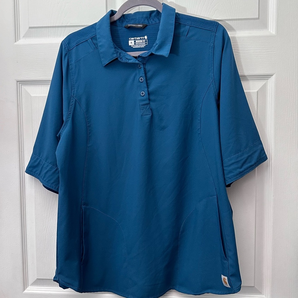 Carhartt women’s teal medium scrub top force flex